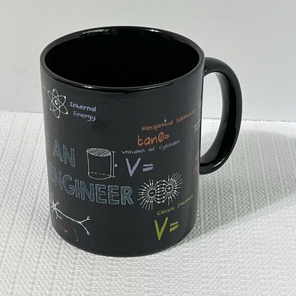 KWARE I’m an ENGINEER 14oz Mug Black Textured Mathematics Formulas Equations - Picture 1 of 17